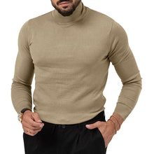 Cargar imagen en el visor de la galería, Men&#39;s Cotton Blend Turtle Neck Knitted Slim Sweater
