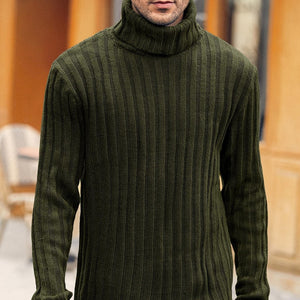 Mens Sweaters Turtleneck Cable Knitted Pullover