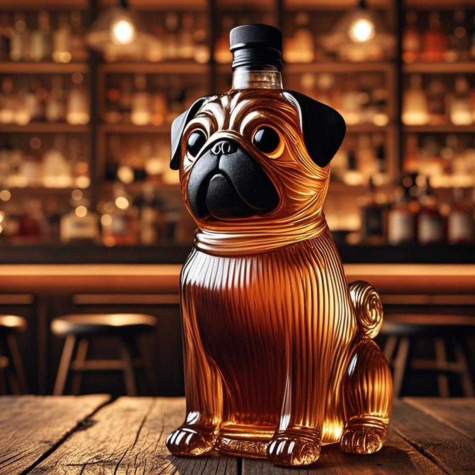 Pug Whiskey Bottle