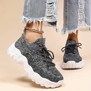 Women's Large Size Color Block Thick Sole Sneakers