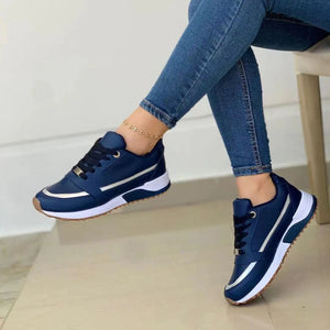 Crossover Lace Up Platform Walking Sneakers
