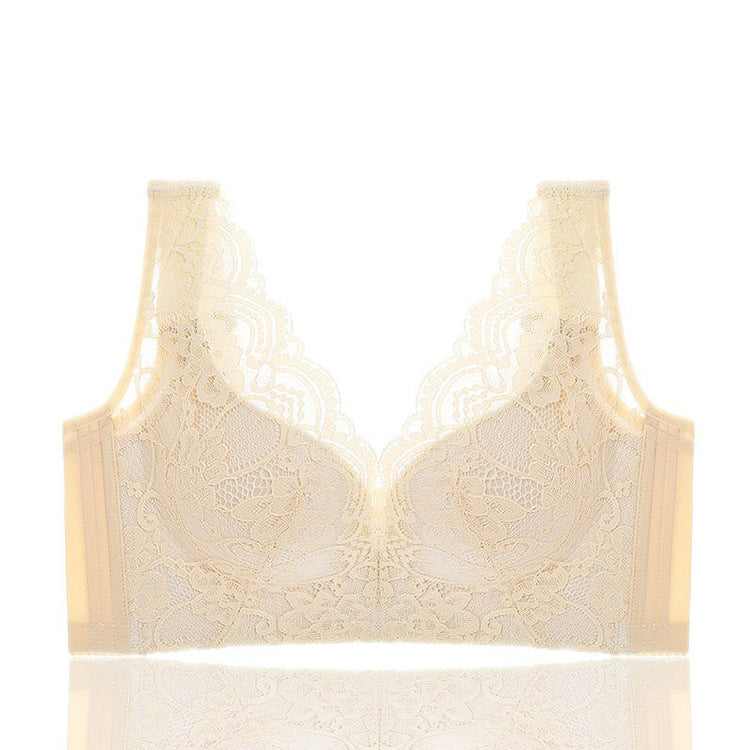 Women's Back Buckle Wireless Side Breast Drawing Bra