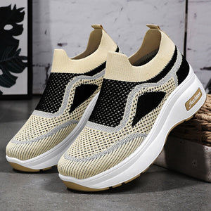 Fashion Spring And Summer Women Sports Shoes Thick Sole Middle Heel Slip On