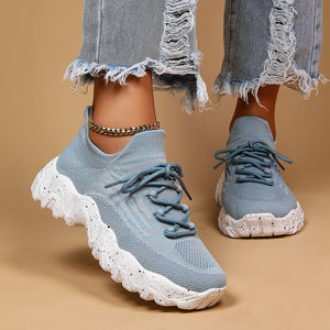 Women's Large Size Color Block Thick Sole Sneakers