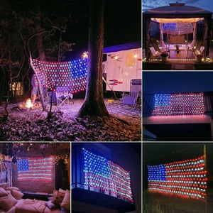 American Flag Waterproof LED Solar String Lights