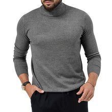 Cargar imagen en el visor de la galería, Men&#39;s Cotton Blend Turtle Neck Knitted Slim Sweater
