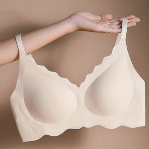 Women's Summer Thin No Steel Ring Underwear Gathered Seamless Full-Coverage T-Shirt Bra