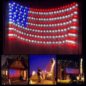 American Flag Waterproof LED Solar String Lights