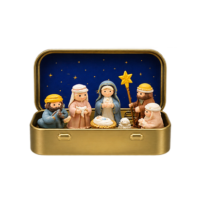Hobelis Mini Christmas Nativity Set in Tin Box