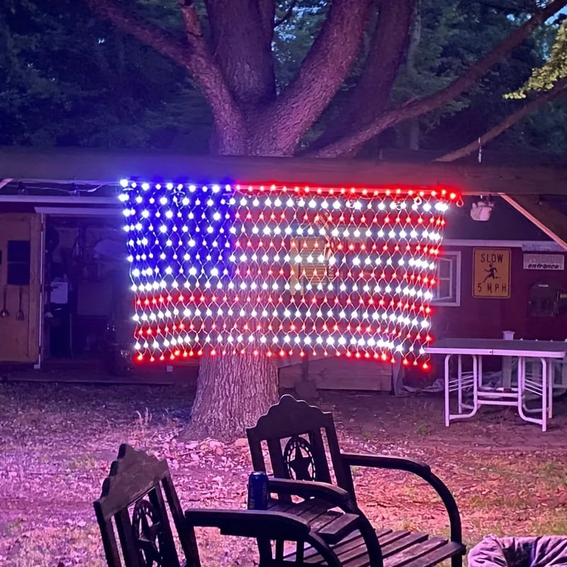 American Flag Waterproof LED Solar String Lights