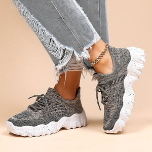 Women's Large Size Color Block Thick Sole Sneakers