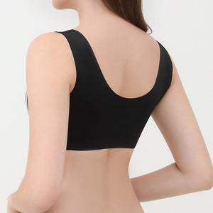 Thin Front Button Push Up Anti-Sag Sports Bra