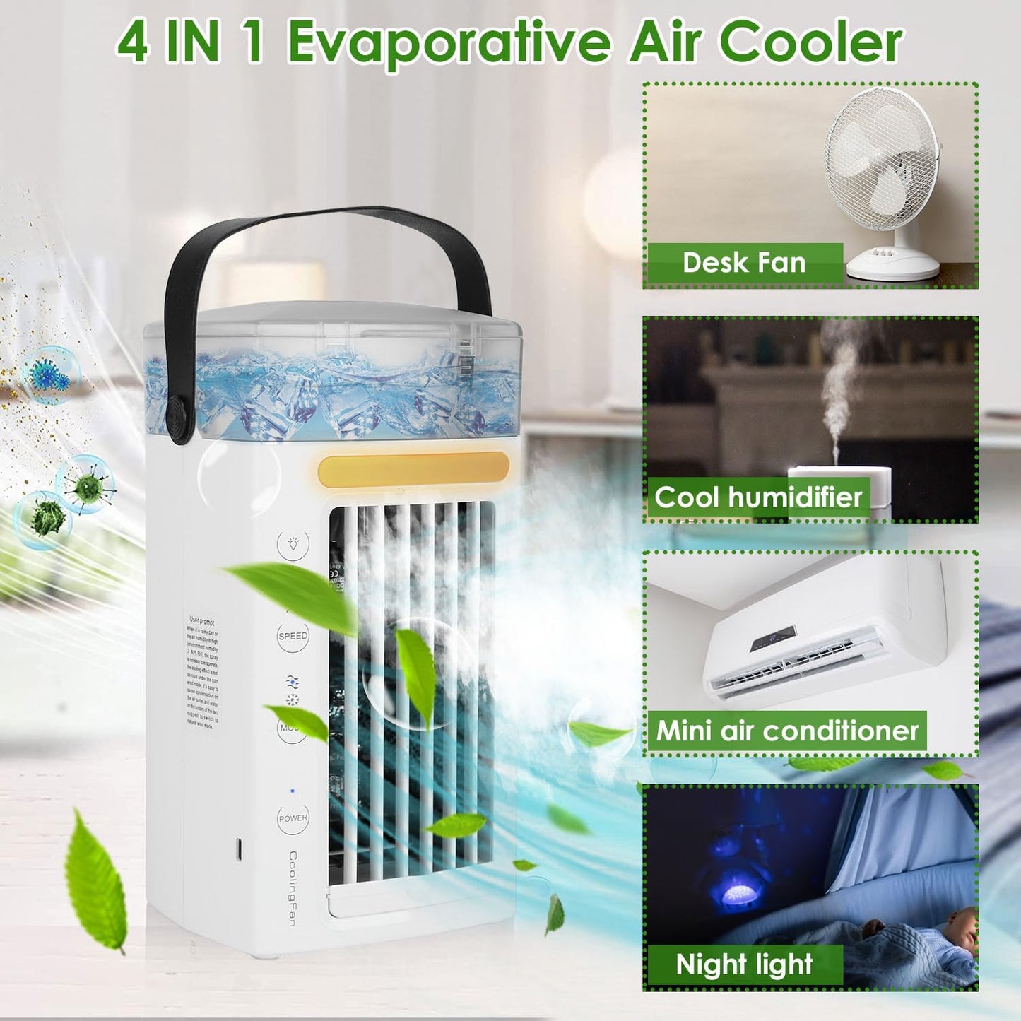 Small Evaporative Portable Air Conditioner With Ambient Light Function