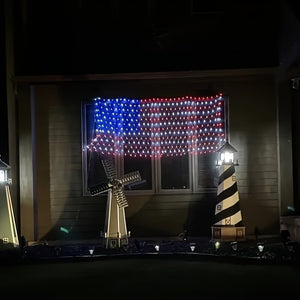 American Flag Waterproof LED Solar String Lights