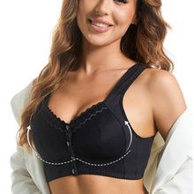 Cargar imagen en el visor de la galería, Front-Clasp Soft Cotton Lace Wire-Free Plus Size Bra for Middle-Aged and Elderly
