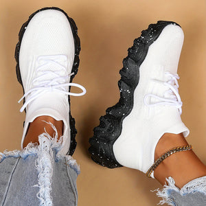 Women's Large Size Color Block Thick Sole Sneakers