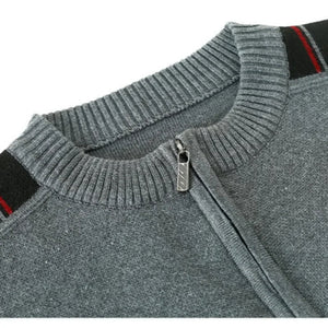 Winter Men Solid Knitted Sweater Half Zip Stand Collar Men Clothes Casual Sweater