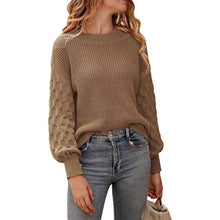 Cargar imagen en el visor de la galería, Women&#39;s Pullover Crew Neck Sweater Casual Long Sleeve Loose Chunky Knit Jumper Blouse Tops
