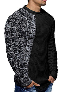 Mens Slim Fit Crew Neck Thick Sweaters Color Block Big and Tall Knit Pullovers