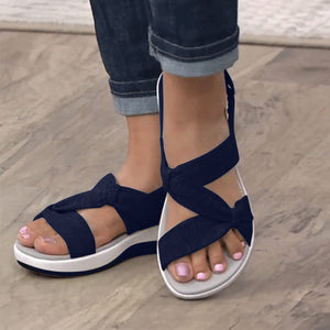 Women's Casual Simple Bow Wedge Sandals