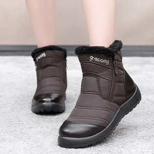 Women's Side Zipper Waterproof and Warm Cotton Boots