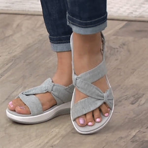 Women's Casual Simple Bow Wedge Sandals