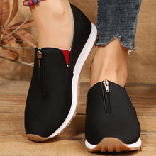 Load image into Gallery viewer, Ladies Front Zipper Pointed Toe Flat Elastic Shoes for Women
