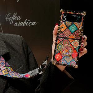 Retro Boho Style Ring Case For Samsung Galaxy Z Flip 3 Flip 4