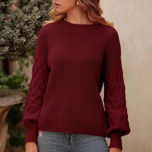 Women's Pullover Crew Neck Sweater Casual Long Sleeve Loose Chunky Knit Jumper Blouse Tops