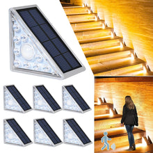 Cargar imagen en el visor de la galería, LED Motion Sensor Solar Step Light Waterproof IP67, For Outside Garden, Concrete, Patio, Yard, Porch, Front Door, Warm White
