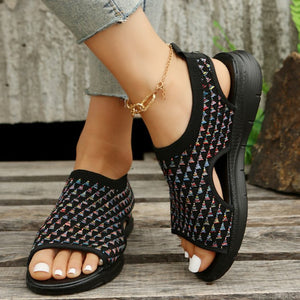 Ladies Fly Woven Thick Sole Casual Breathable Sandals