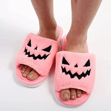 Load image into Gallery viewer, Halloween Jack-O-Lantern Soft Plush Comfort Slippers
