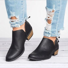 Load image into Gallery viewer, Solid color pointed toe casual back zipper low heel women&#39;s shoes
