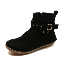 Cargar imagen en el visor de la galería, Women&#39;s Suede Fringe Drop Round Toe Flat Boots
