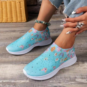 Women's Rhinestone Stretch Casual Breathable Sneakers