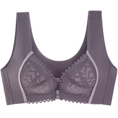 Thin Front Button Push Up Anti-Sag Sports Bra