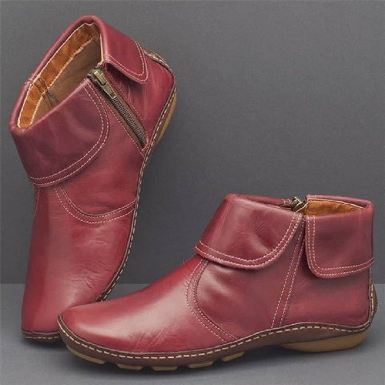 Women's Solid Color Round Toe Casual Side Zipper Martin Boots
