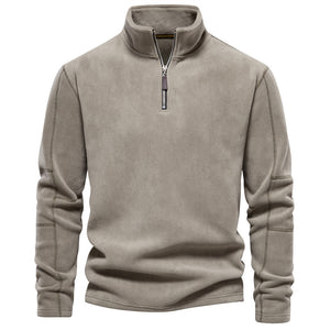 Men Fall/Winter Stand Collar Half-Zip Sweatshirt