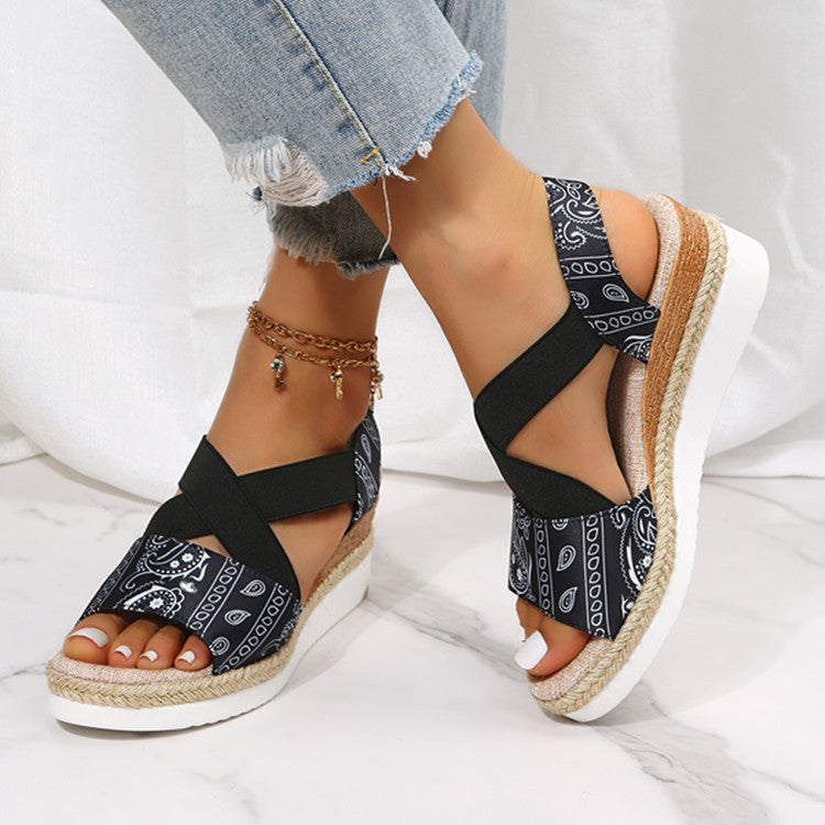 Women's wedge fish mouth casual sandals