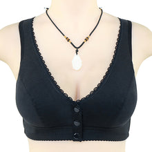 Cargar imagen en el visor de la galería, Button Front Lace Trim Soft Cotton Tank Bra
