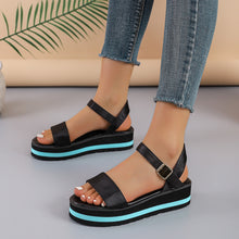 Load image into Gallery viewer, Women&#39;s Color Block Round Toe Buckle Sandals
