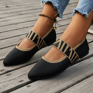 Women's Breathable Color Block Pointed Toe Flat Shoes