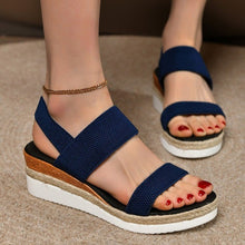 Cargar imagen en el visor de la galería, Stretch Peep Toe Casual Side Hollow Slope Bottom Sandals
