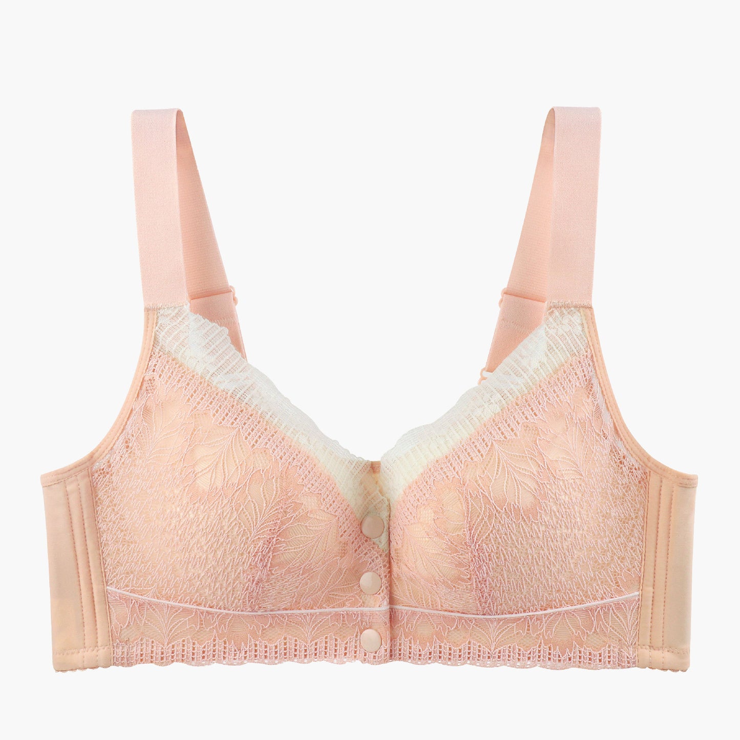 Women's Lace Front Button Adjustable Straps Bra
