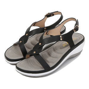 Women's Solid Round Toe Wedge Sandals
