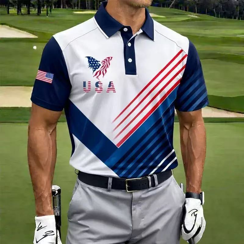 Men's American 250th Anniversary Print Casual Polo Shirt