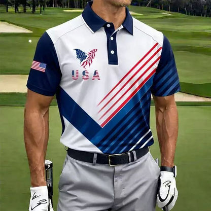 Men's American 250th Anniversary Print Casual Polo Shirt