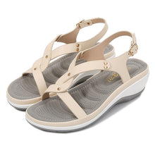 Cargar imagen en el visor de la galería, Women&#39;s Solid Round Toe Wedge Sandals
