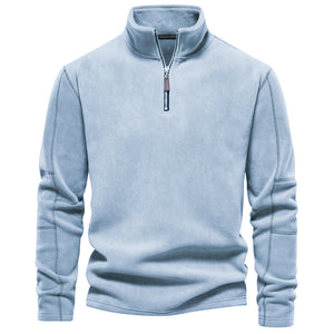 Men Fall/Winter Stand Collar Half-Zip Sweatshirt