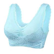 Cargar imagen en el visor de la galería, Women&#39;s Plus Size Lace Wide Straps Wireless Bra Front Closure Push Up Bras
